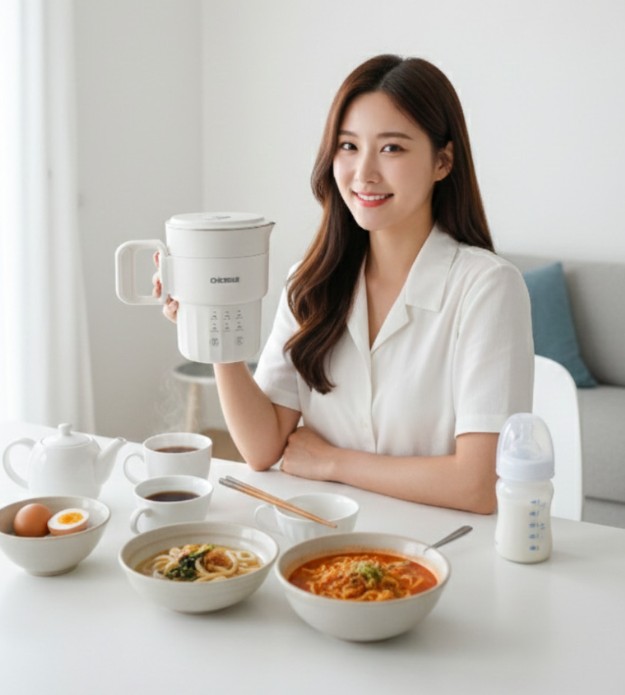 시크벨 sus 316 휴대용 전기포트 염소제거 분유포트 실리콘 찜판 포함 내 레시피대로, 내가 정하는 온도·시간