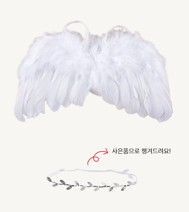 시크벨 아기 천사날개 누런 기 없는 맑은 순백색